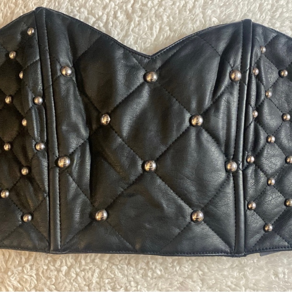 A faux leather tube top